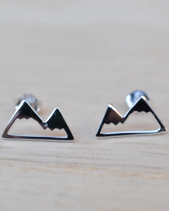 Women’s unique hoop earrings-Mountains Stud Earrings ~ Sterling Silver 925 ~ SME085