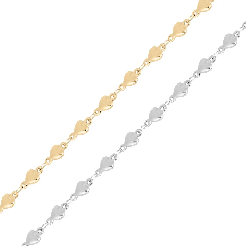 Women’s chain necklace-18K Gold PVD Stainless Steel Heart Connector Chain - By The Foot / SPL1022