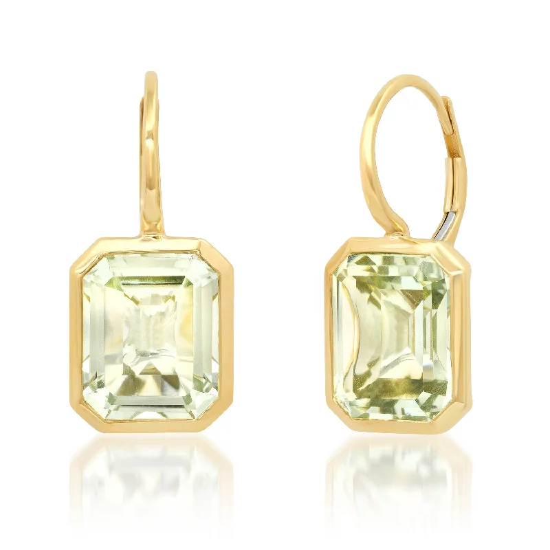 Women’s vintage-inspired earrings-Green Amethyst Drops