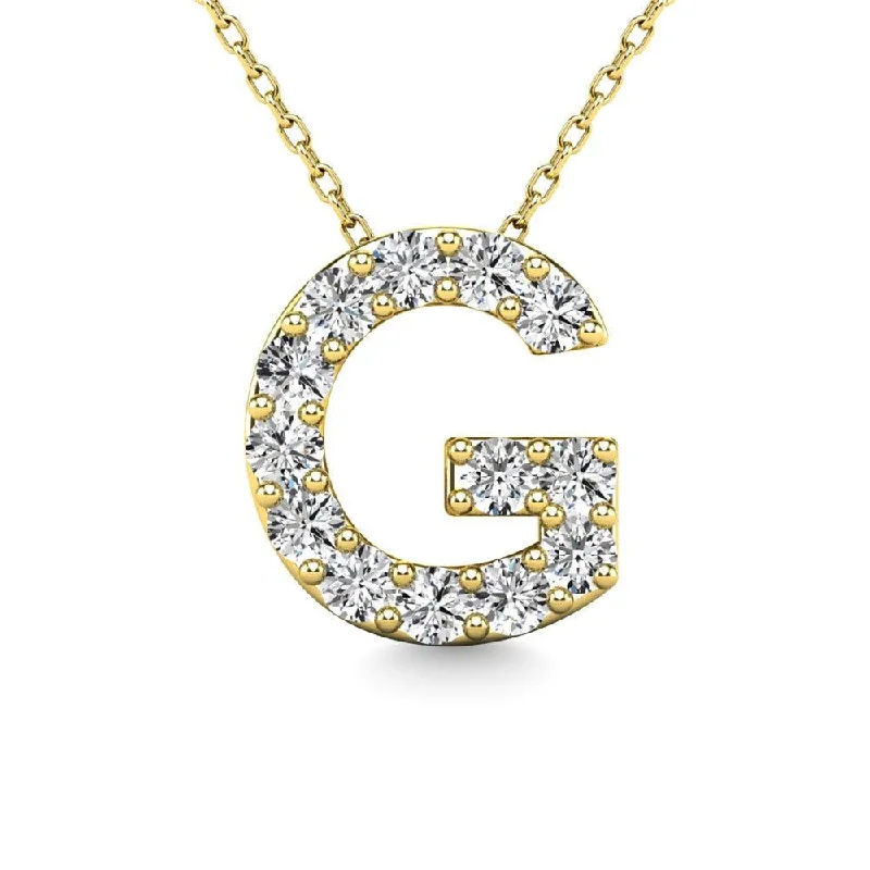 Women’s yellow gold necklace-Diamond 1/8 Ct.Tw. Letter G Pendant in 14K Yellow Gold"