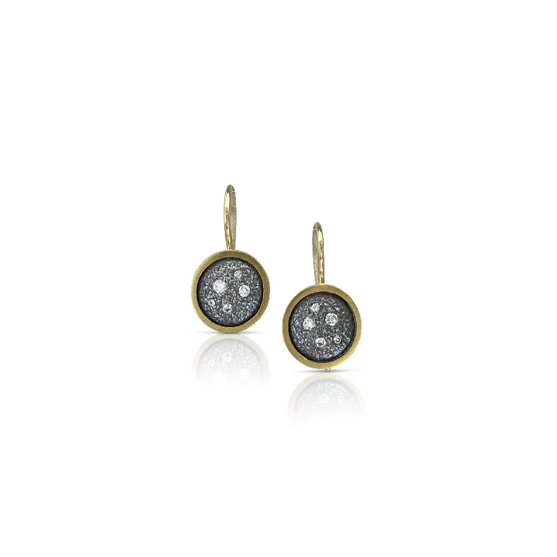 Women’s elegant earrings-Small Silver and Gold Diamond Disc Wire Earring