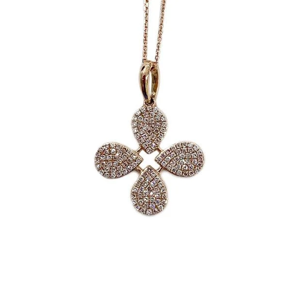 Women’s long necklace-14k Rose Gold Diamond Pendant