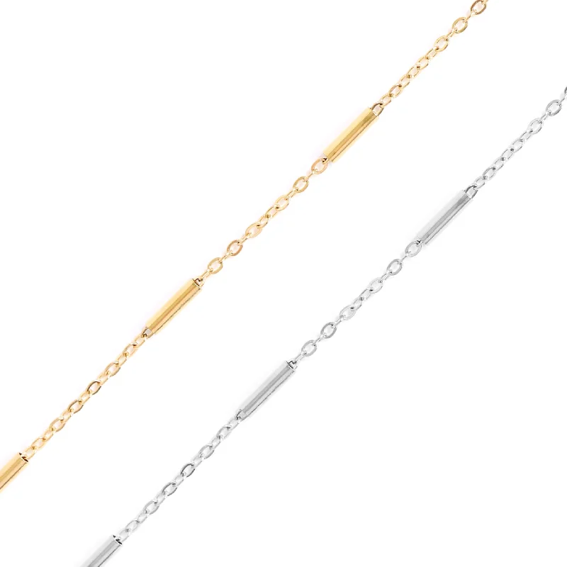 Women’s zodiac pendant necklace-18K Gold PVD Stainless Steel Satellite Bar Chain - By The Foot / SPL1034