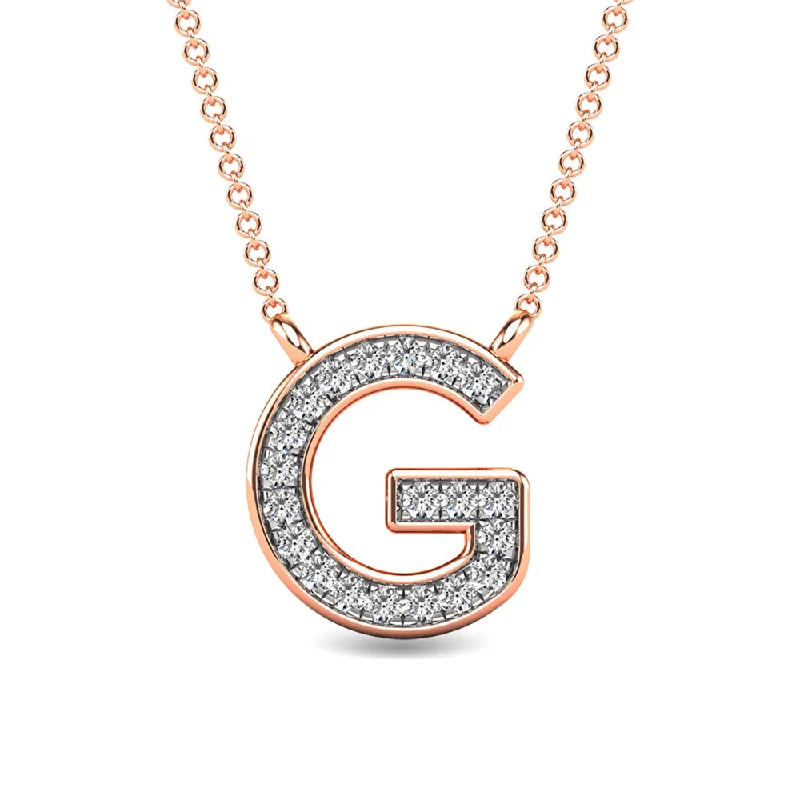 Women’s sparkling necklace-Diamond 1/20 Ct.Tw. Letter G Pendant in 10K Rose Gold""