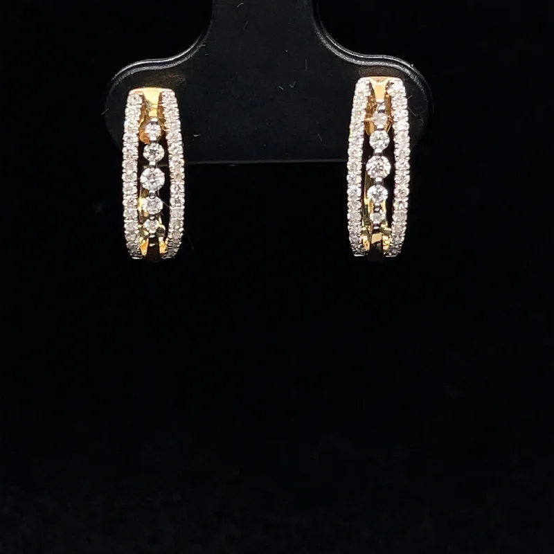 Women’s vintage-inspired earrings-Diamond Abstract Earrings in 14k Yellow Gold - (#12-HEDIA001297)