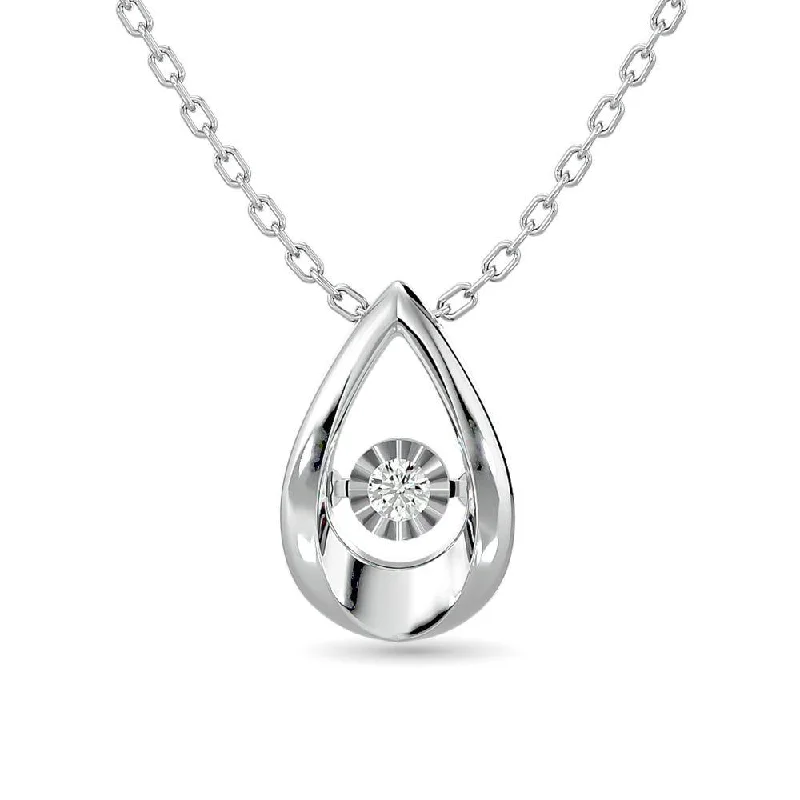 Women’s long necklace-Diamond Shimmering Drop Pendant 1/20 ct tw in Sterling Silver