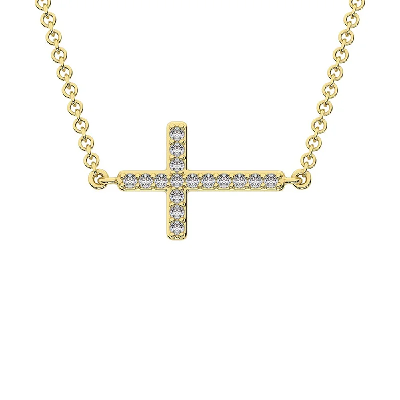 Women’s celestial necklace-10K Yellow Gold 1/10 Ct.Tw. Diamond Cross Pendant