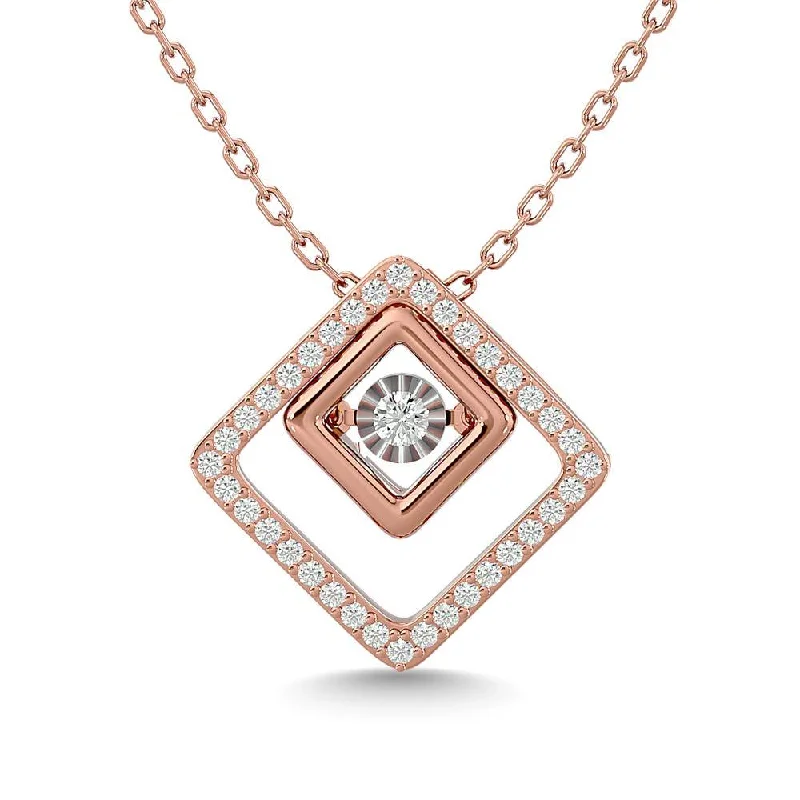 Women’s gemstone pendant necklace-Diamond 1/4 Ct.Tw. Square Shape Pendant in 14K Rose Gold