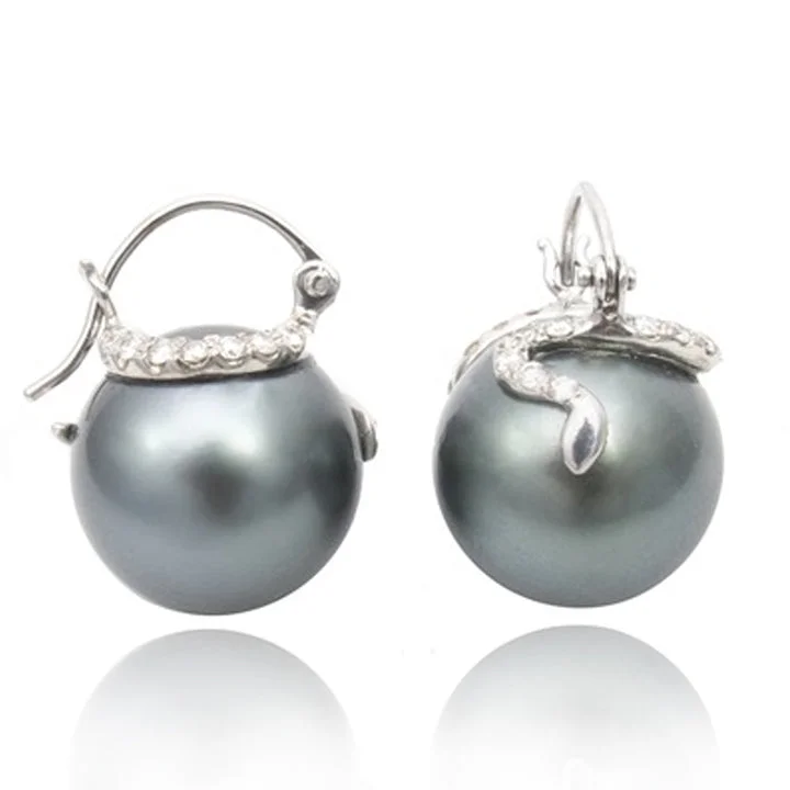 Women’s two-tone earrings-Snake Pearl Earrings