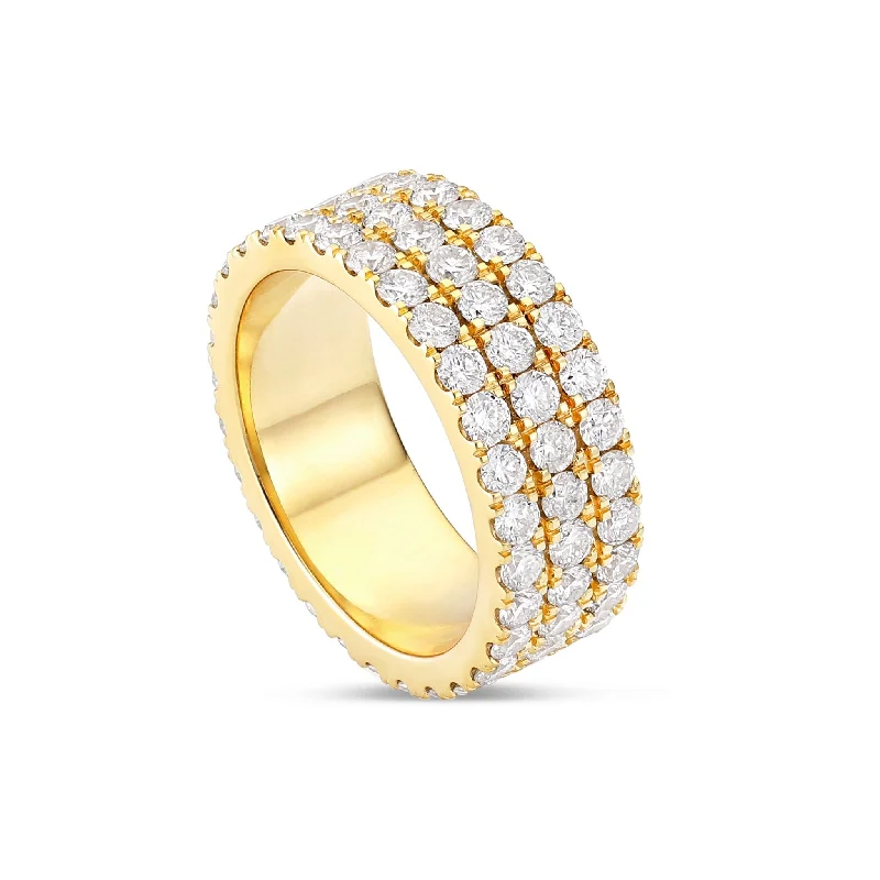 Women’s halo diamond engagement ring-10K Gold 4.70ct Three Row Diamond Eternity Band