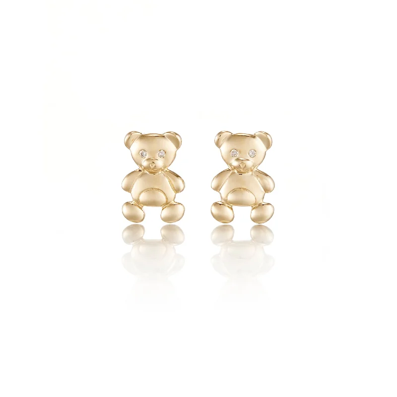 Women’s diamond drop earrings-Child's Bear Stud Earrings