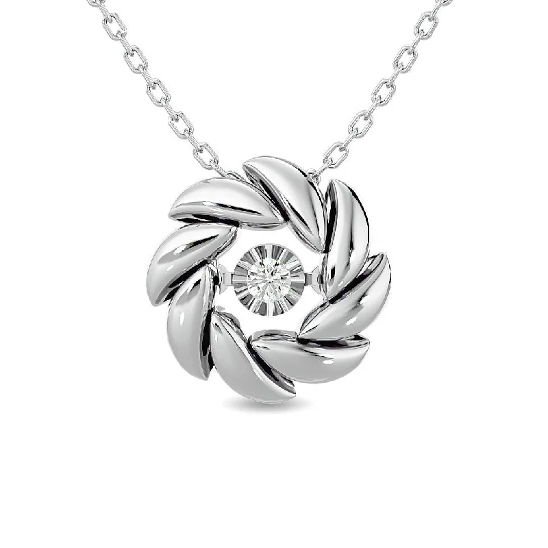 Women’s statement necklace-Diamond 1/20 ct tw Flower Pendant in Sterling Silver