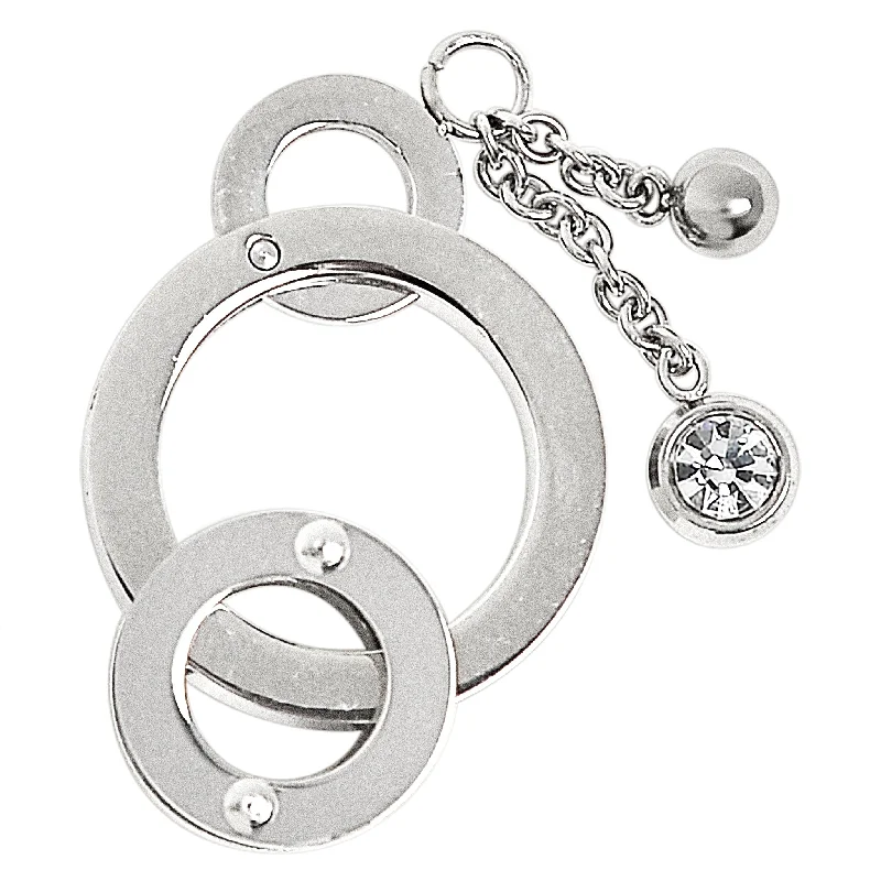 Women’s vintage pendant necklace-Stainless Steel Round Rings with Chain CZ Pendant / NCZ0046