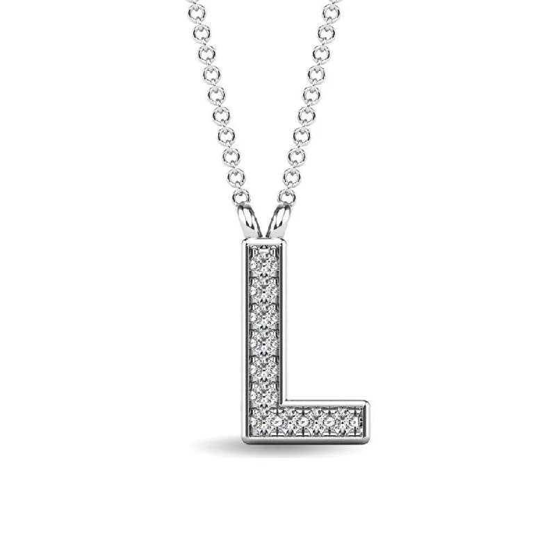 Women’s vintage necklace-Diamond 1/20 Ct.Tw. Letter L Pendant in 10K White Gold