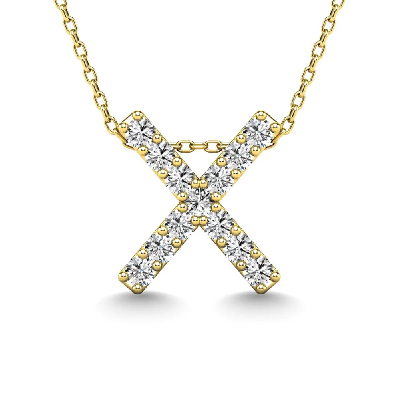 Women’s pendant necklace-Diamond 1/8 Ct.Tw. Letter X Pendant in 14K Yellow Gold""