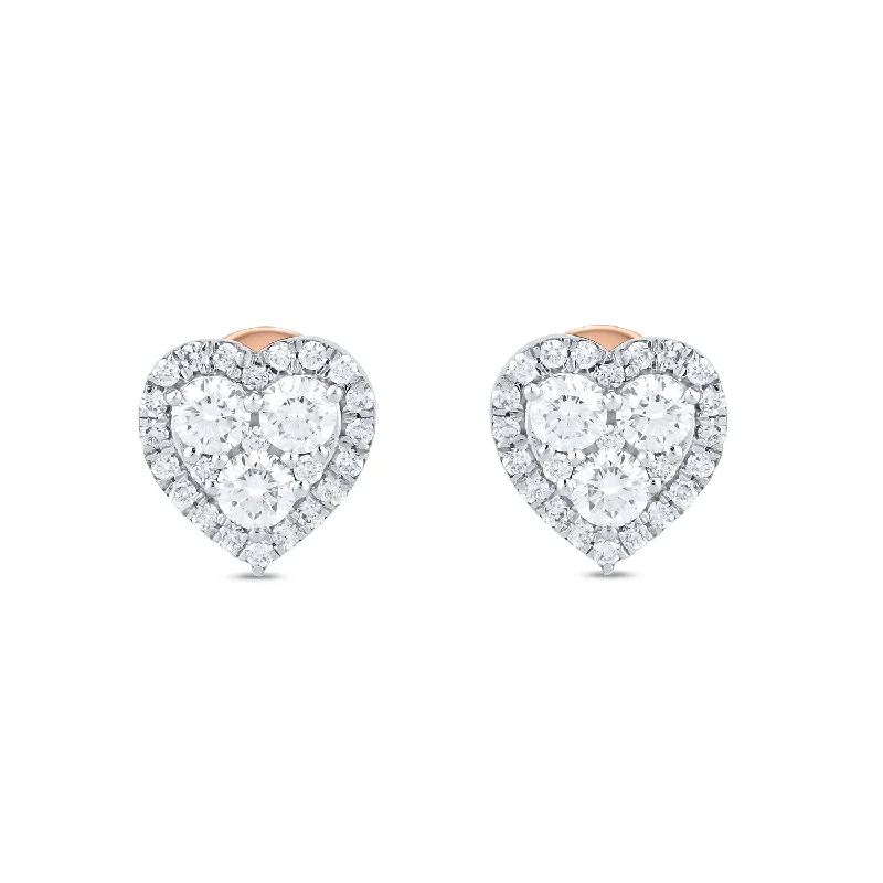 Women’s high-fashion earrings-Composite Heart Diamond Studs