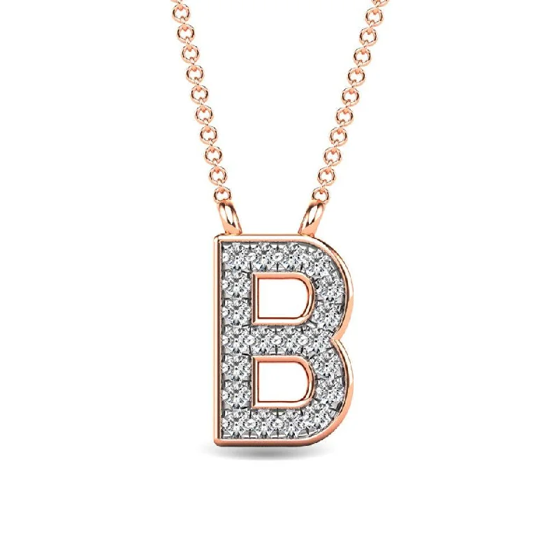 Women’s twisted necklace-Diamond 1/20 Ct.Tw. Letter B Pendant in 10K Rose Gold