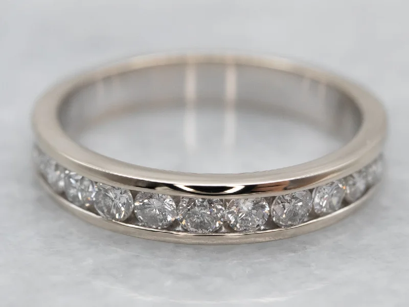 Women’s custom engagement ring-White Gold Channel Set Diamond Band