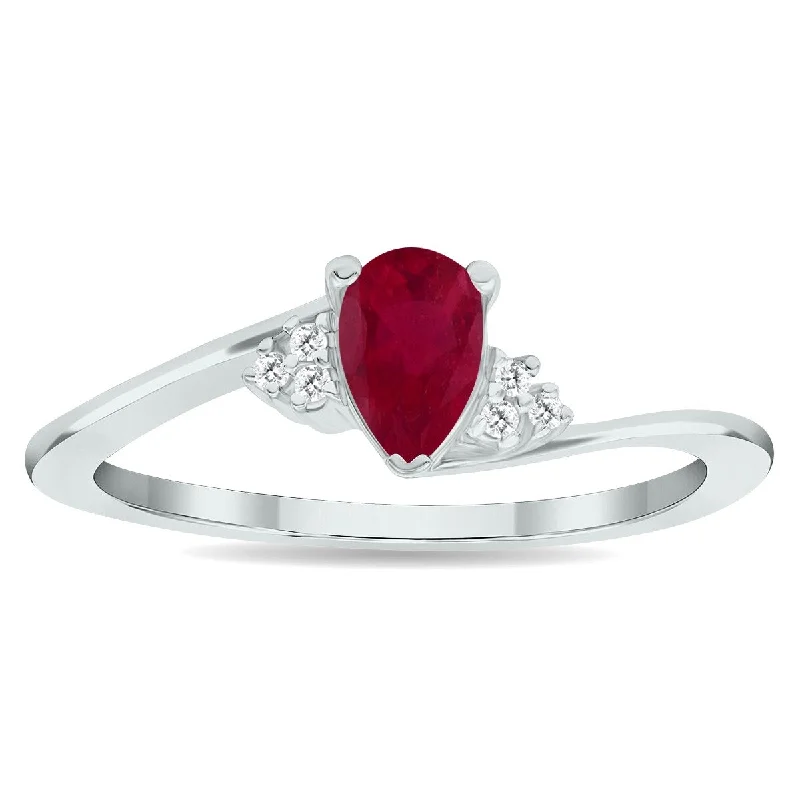 Women’s wedding set ring-Women's Ruby and Diamond Tierra Ring in 10K White Gold