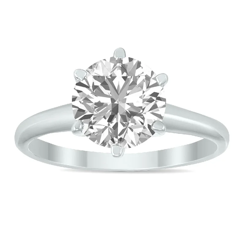 Women’s white gold diamond ring-IGI Certified Lab Grown 1 1/4 Carat Diamond Solitaire Ring in 14K White Gold (I Color, SI1 Clarity)