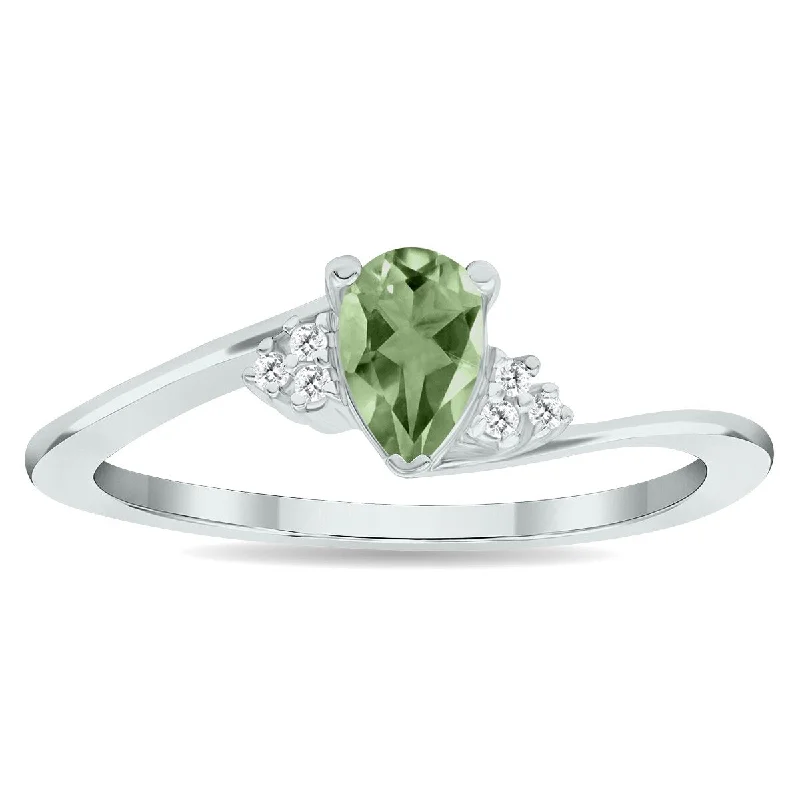 Women’s luxury wedding ring-Women's Green Amethyst and Diamond Tierra Ring in 10K White Gold