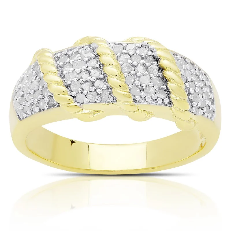 Women’s rose-cut ring-Finesque Gold Over Sterling Silver 1/2ct TDW Diamond Twist Design Ring