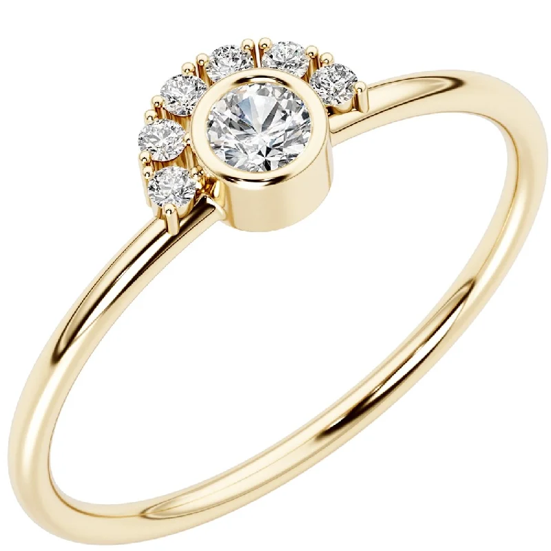 Women’s gemstone engagement ring-14k Gold Plated Sterling Silver Lab Diamond 1/6 ct Stacking Ring Band