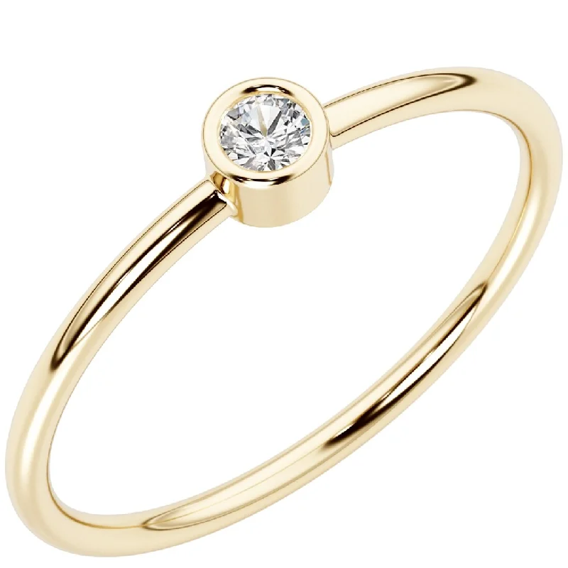 Women’s handmade ring-14k Gold Plated Sterling Silver Lab Diamond 1/20 ct Stacking Ring Band