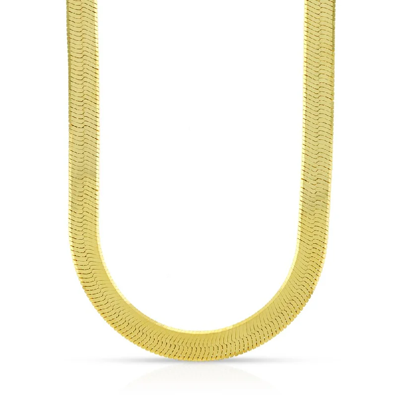 Women’s luxurious gold ring-Unisex Yellow Gold 10-karat 6-millimeter Herringbone Necklace Chain