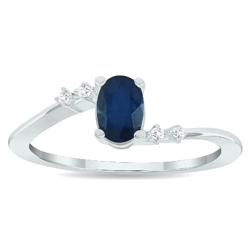 Women’s dainty ring-Women's Sapphire and Diamond Tierra Ring in 10K White Gold