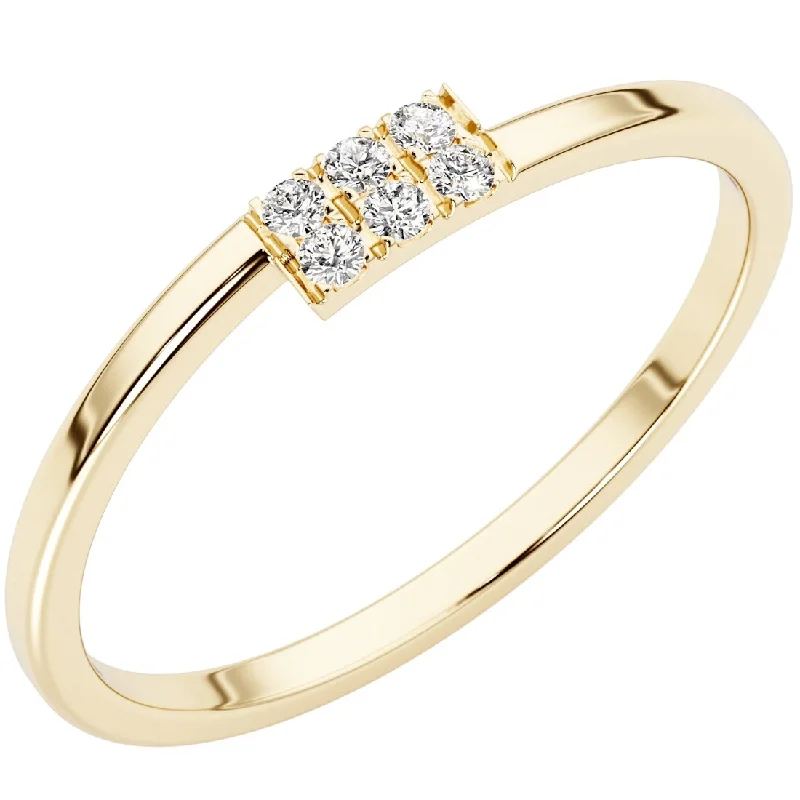 Women’s minimalist ring-14k Gold Plated Sterling Silver Lab Diamond 1/20 ct Stacking Ring Band