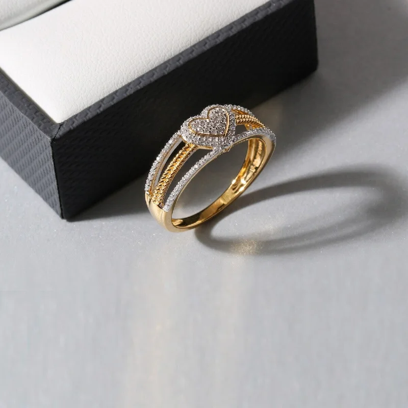 Women’s modern ring-1/5ct TDW Diamond Heart Ring in 10k Gold by De Couer