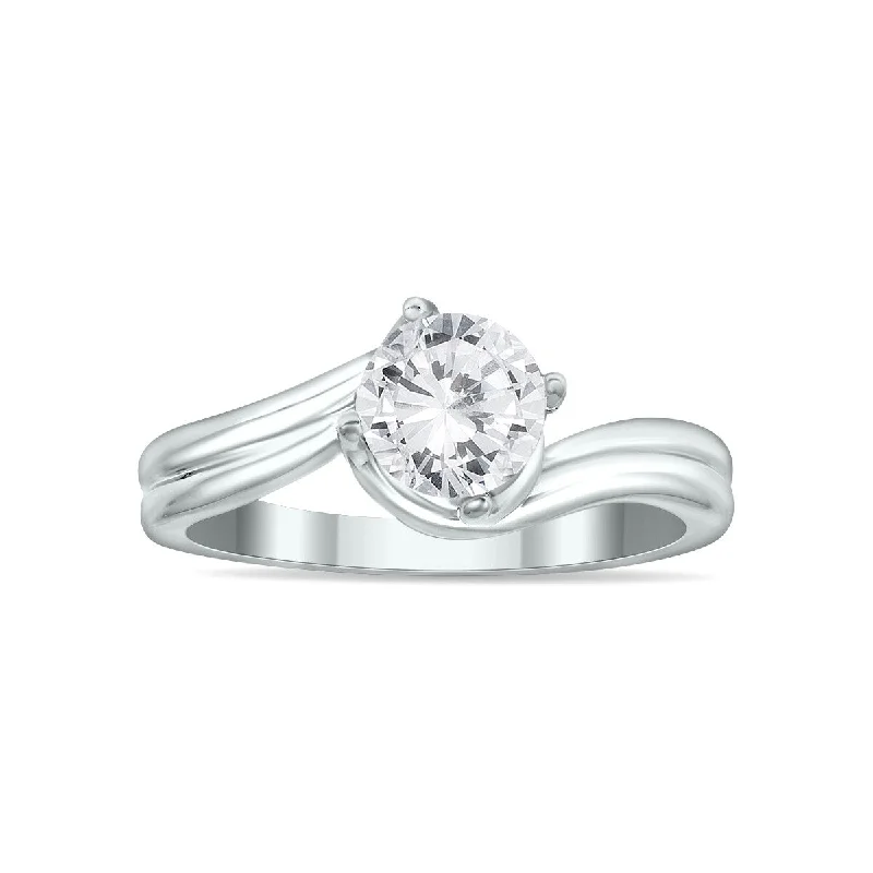 Women’s anniversary ring-Marquee Certified 1 Carat Diamond Solitaire Ring in 14K White Gold (H-I Color, I1-I2 Clarity)