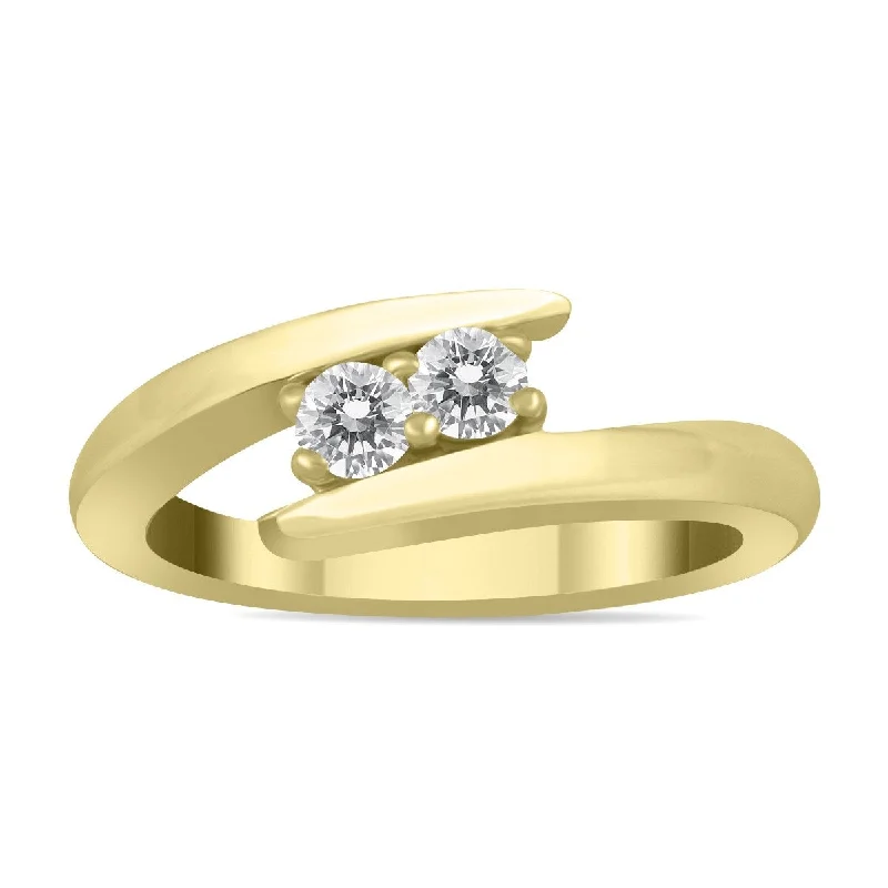 Women’s sparkly ring-Marquee 1/4 Carat TW Two Stone Diamond Ring in 10K Yellow Gold