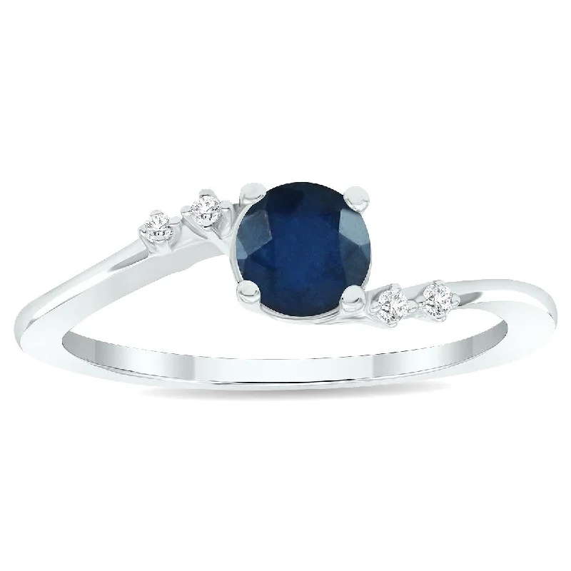 Women’s intricate ring-Women's Sapphire and Diamond Tierra Ring in 10K White Gold