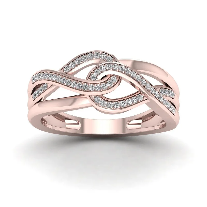 Women’s square ring-De Couer 10k Rose Gold 1/6ct TDW Diamond Double Infinity Ring - Pink