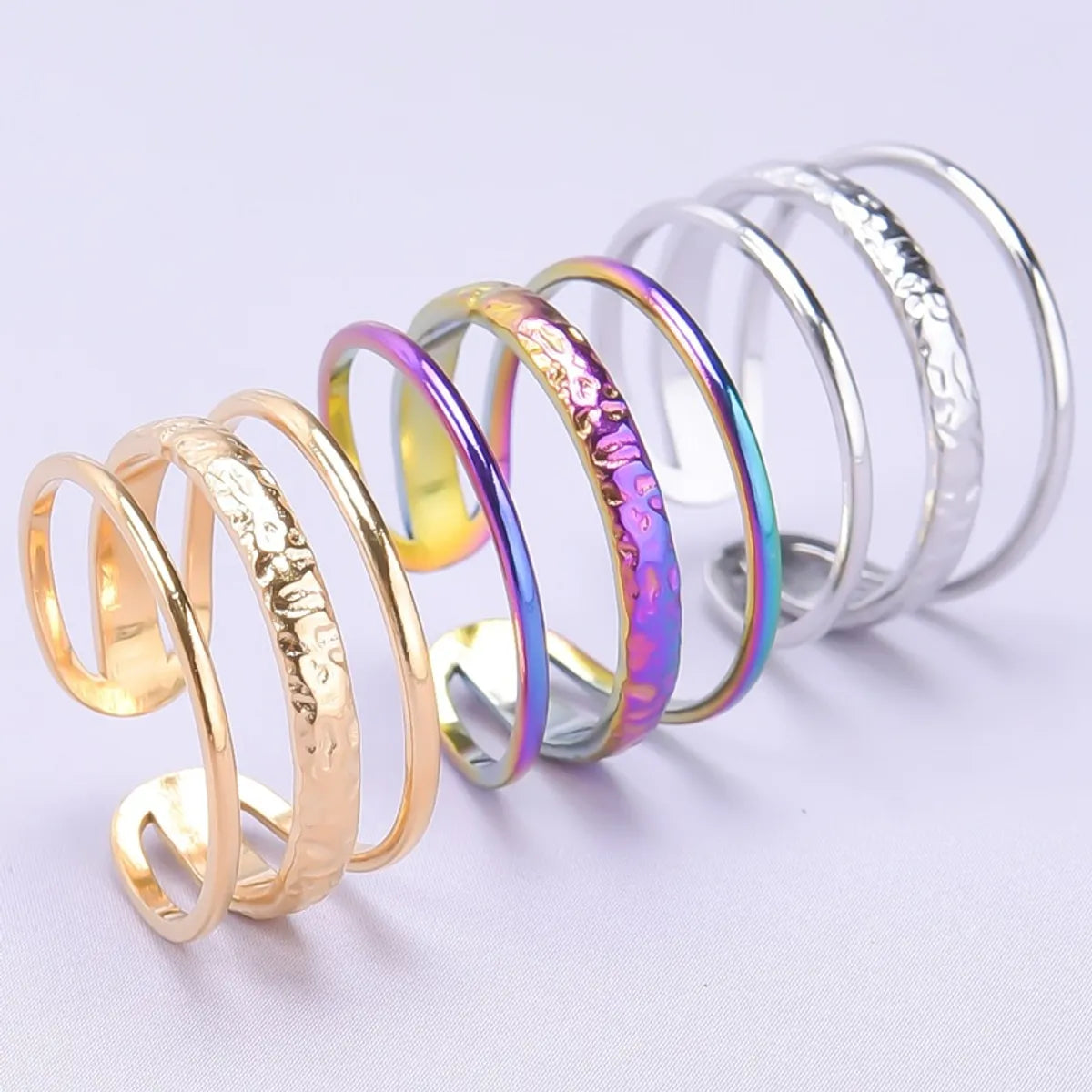 Women’s gold band ring-Casual C Shape Titanium Steel Enamel Open Rings