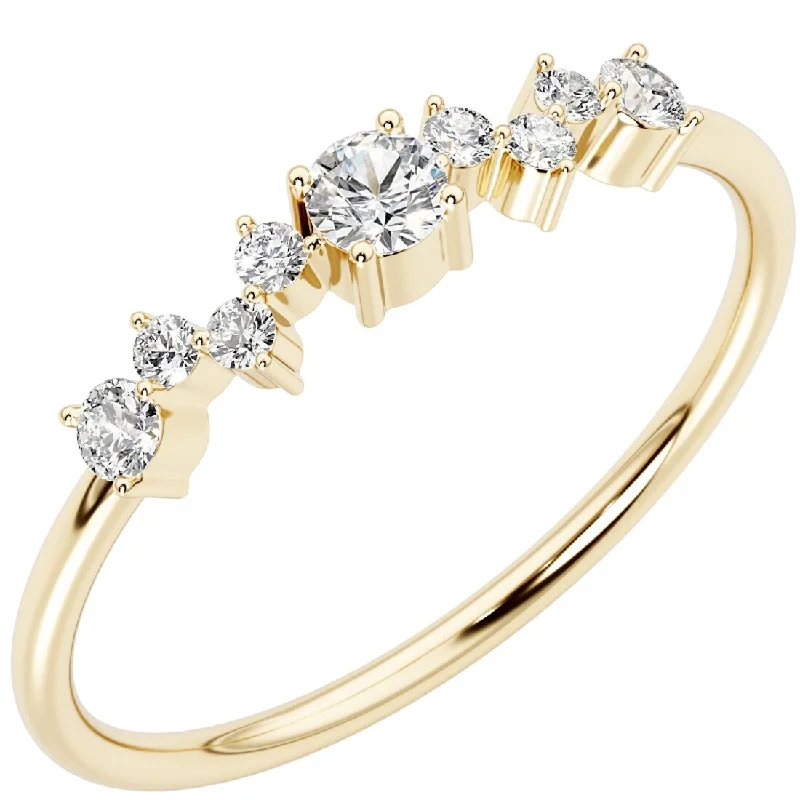 Women’s pearl ring-14k Gold Plated Sterling Silver Lab Diamond 1/6 ct Stacking Ring Band