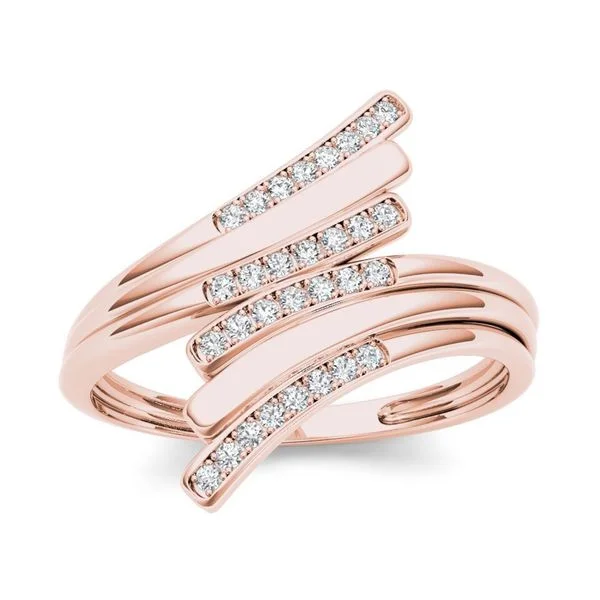 Women’s classic ring-De Couer 10k Rose Gold 1/10ct TDW Diamond Triple Ribbon Ring - Pink