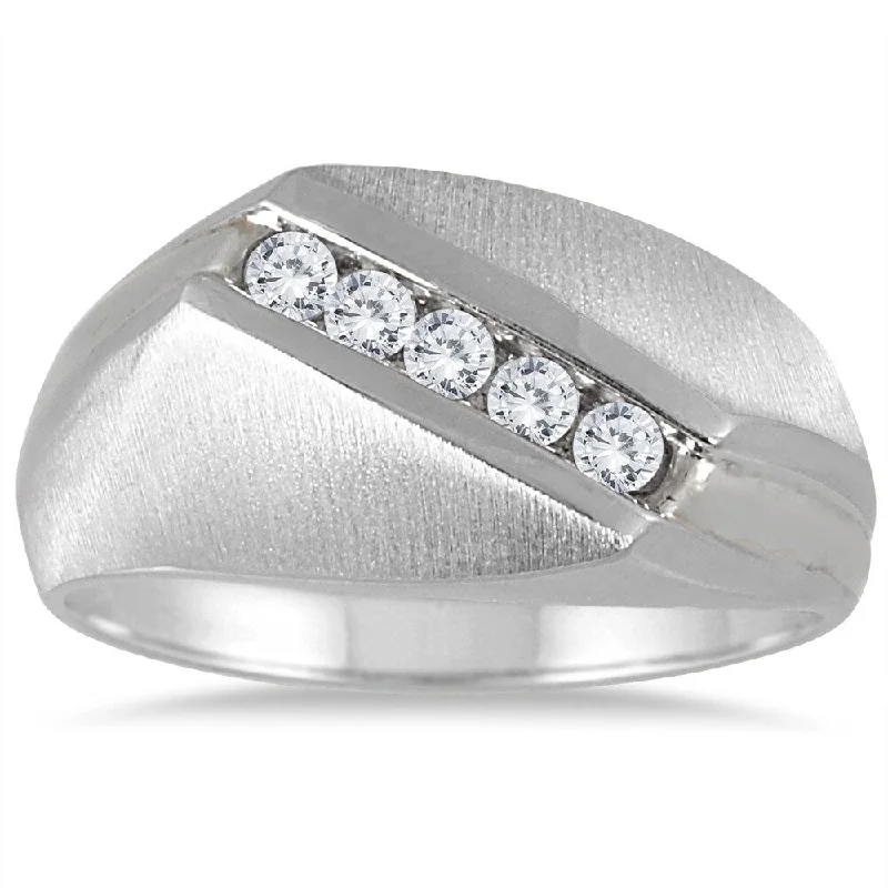 Women’s sapphire ring-1/4 Carat TW Diamond Men's Ring in 10K White Gold