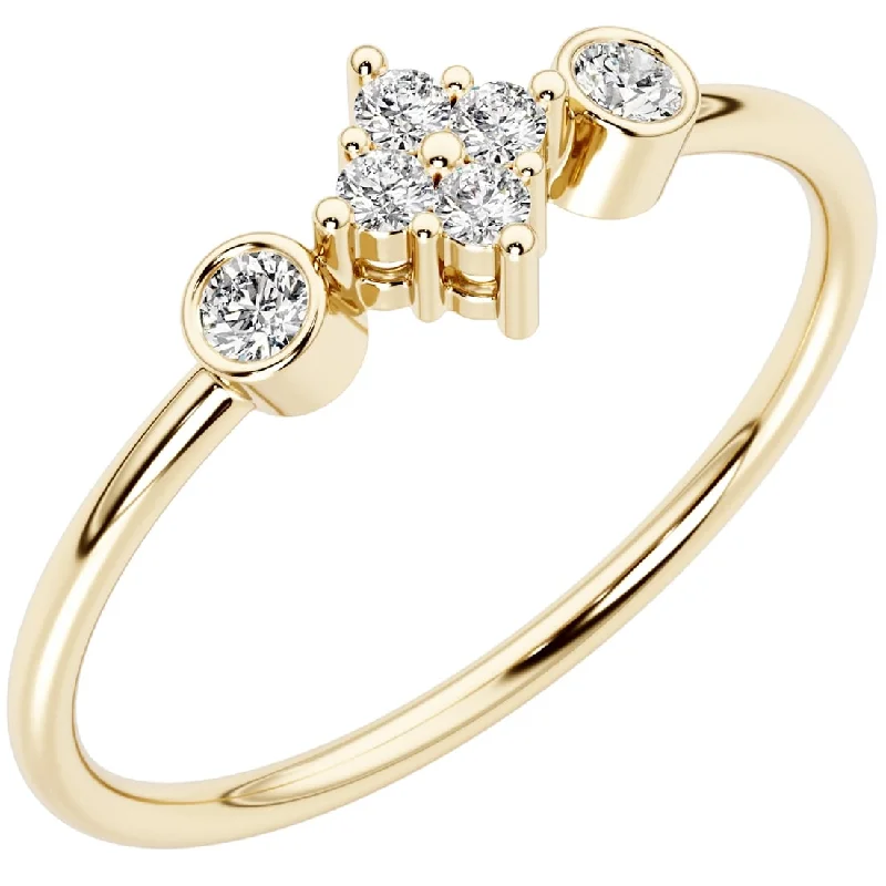 Women’s art deco ring-14k Gold Plated Sterling Silver Lab Diamond 1/7 ct Stacking Ring Band