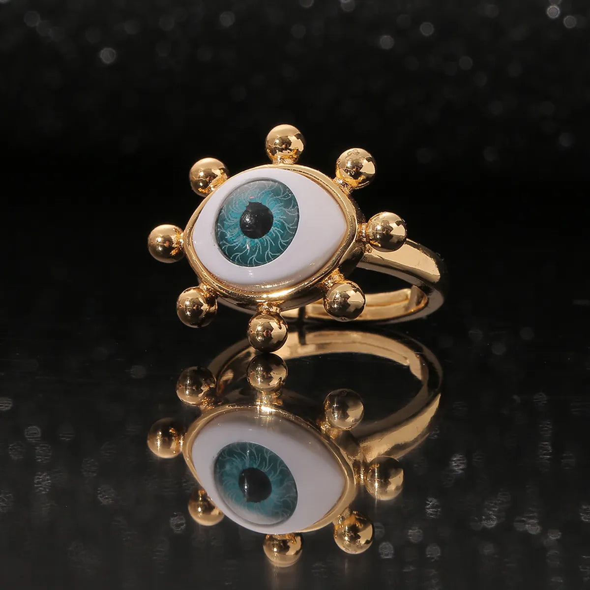 Women’s stackable ring-Fashion Vintage Geometric Eye Copper Inlaid Zircon Ring Wholesale Gooddiy