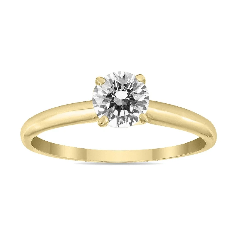 Women’s vintage-inspired ring-Marquee 1/3 Carat Round Diamond Solitaire Ring in 14K Yellow Gold