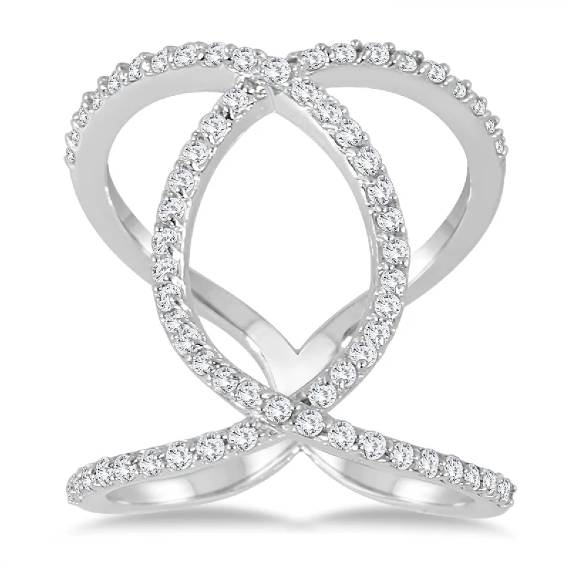 Women’s art nouveau ring-Marquee 5/8 Carat TW Diamond Open Infinity Link Ring in 14K White Gold