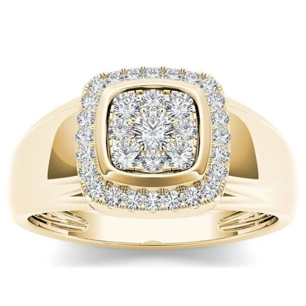 Women’s platinum ring-De Couer IGI Certified 10k Yellow Gold Men's 1/2ct TDW Diamond Men's Cluster Ring