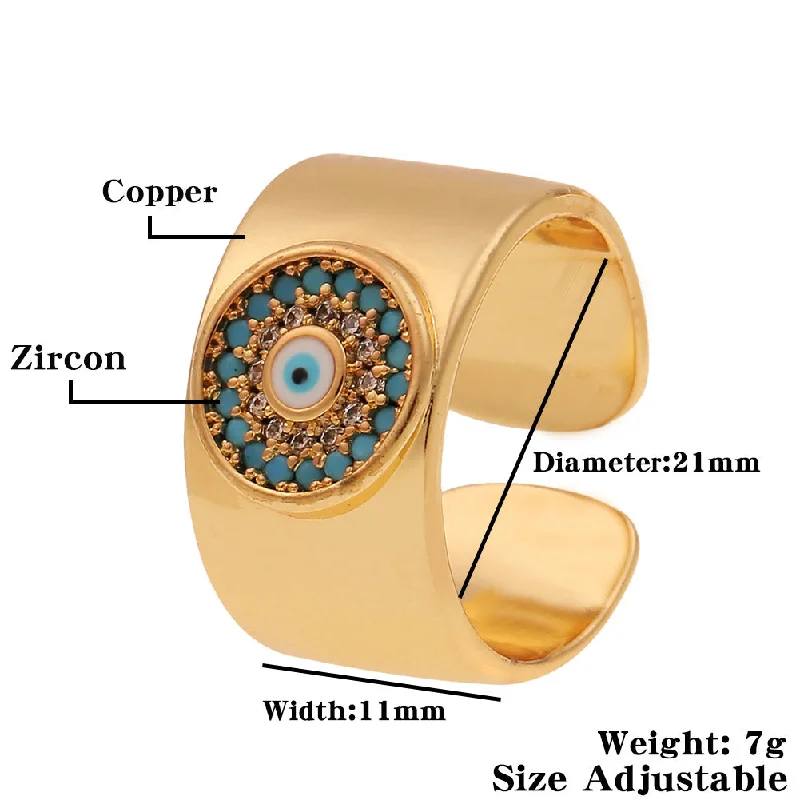 Women’s diamond band ring-Copper Plated Real Gold Micro-inlaid Zircon Wide Round Tail Ring Source