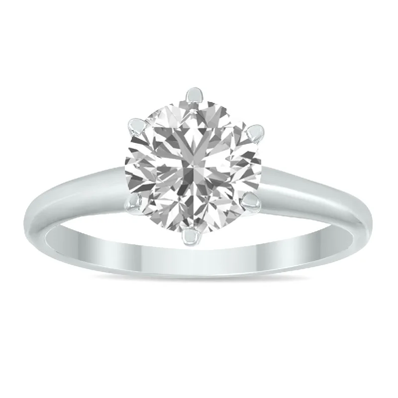 Women’s pinky ring-IGI Certified Lab Grown 1 1/10 Carat Diamond Solitaire Ring in 14K White Gold (J Color, SI2 Clarity)