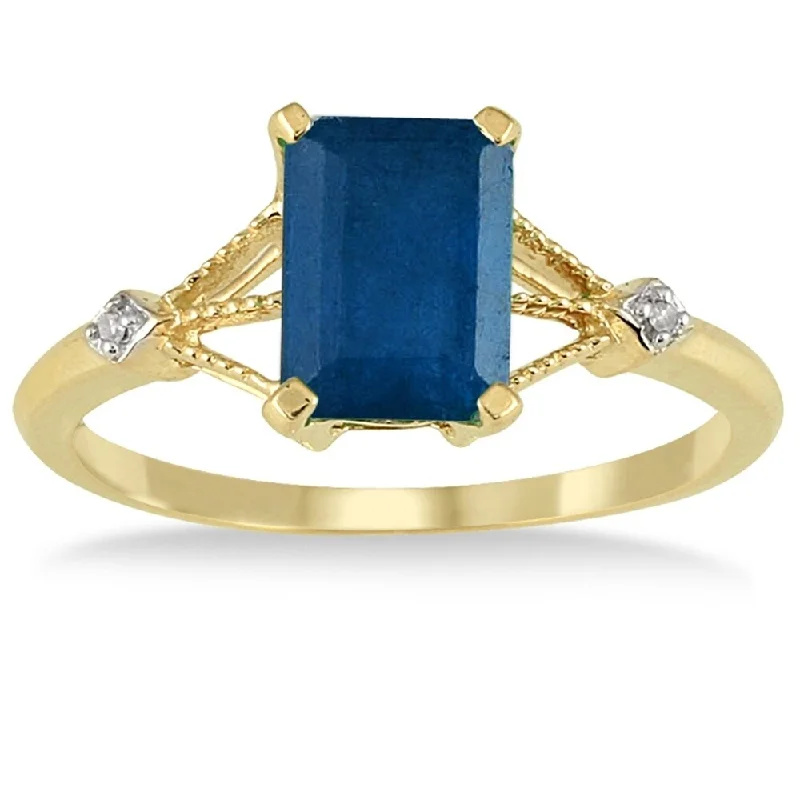 Women’s diamond ring-1.60 Carat Sapphire and Diamond Ring in 10K Yellow Gold