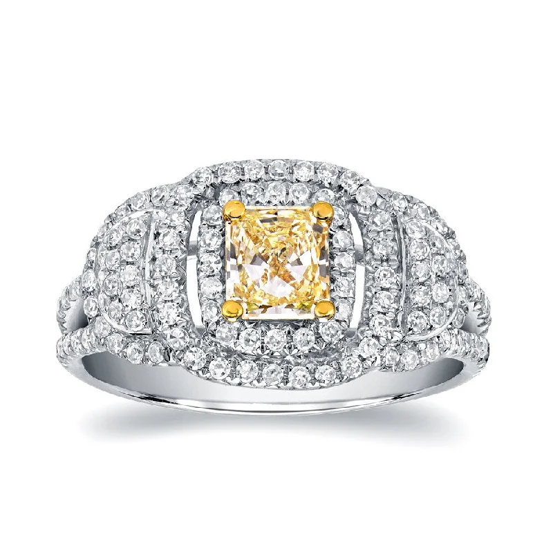 Women’s diamond eternity ring-Auriya 14k White Gold 1ct TDW Fancy Yellow Radiant Cut Diamond Ring (H-I, SI1-SI2)