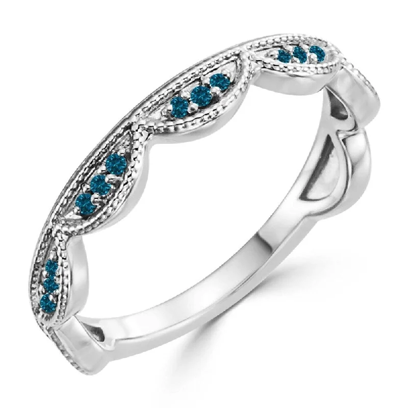 Women’s timeless ring-Auriya 10k Gold 1/8ctw Stackable Crown Blue Diamond Ring